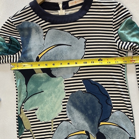 Tory Burch Annette Floral Striped Long Sleeve Dress in size XS Silk Y2K - Picture 6 of 10